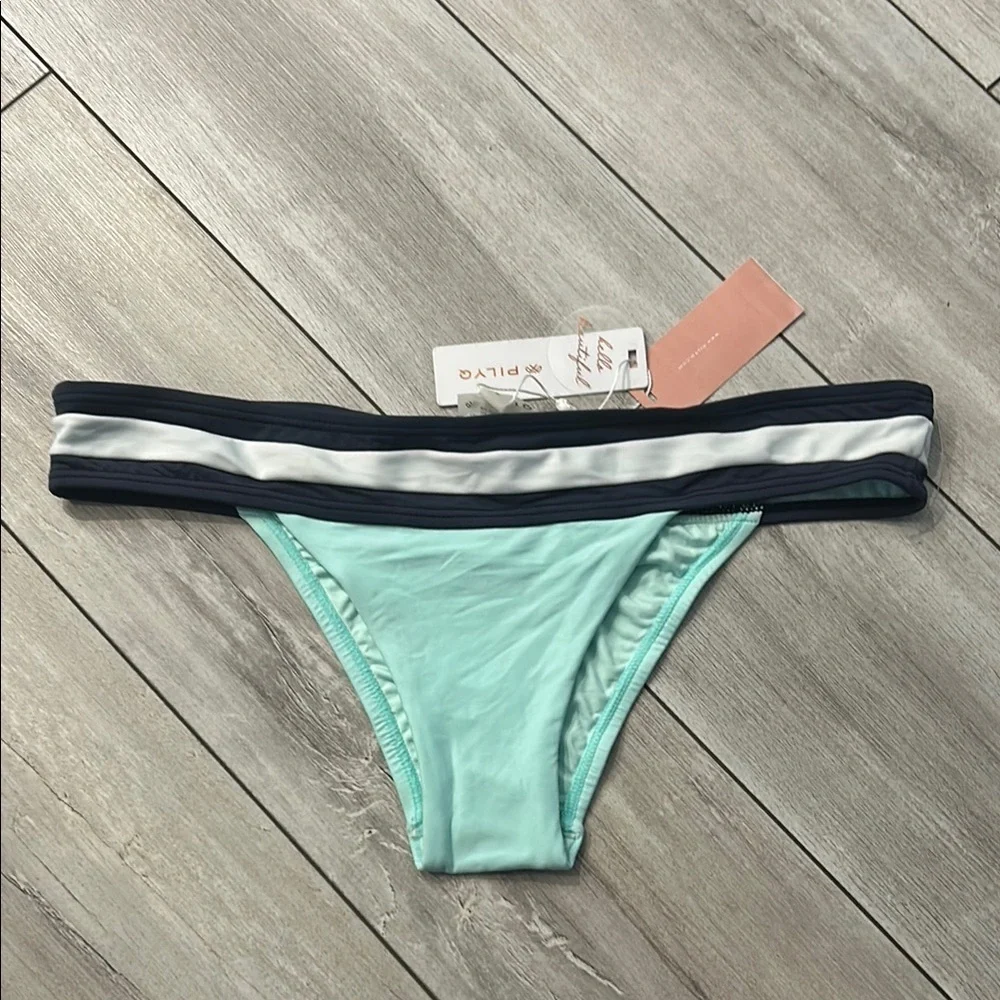 PILYQ Aquamarine banded color block teeny bikini swim bottom size Large